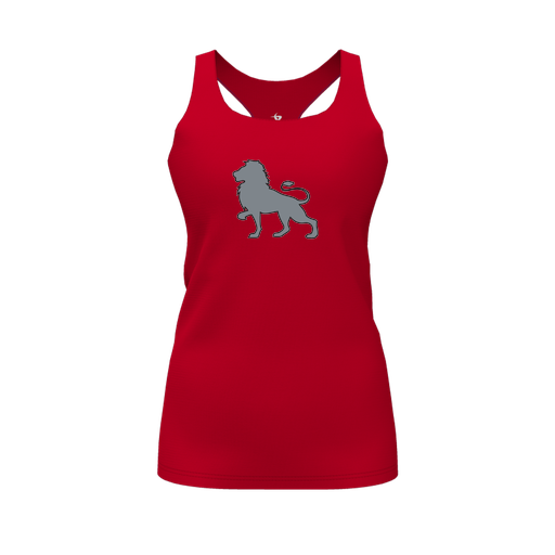 [CUS-DFW-RCBK-PER-RED-FYS-LOGO1] Racerback Tank Top (Female Youth S, Red, Logo 1)