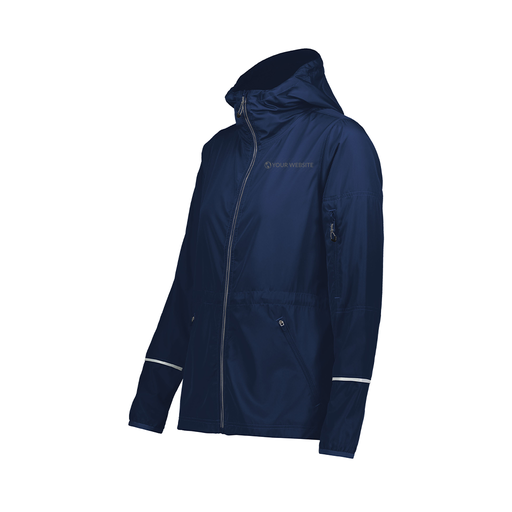 [229782.065.XS-LOGO3] Ladies Packable Full Zip Jacket (Female Adult XS, Navy, Logo 3)